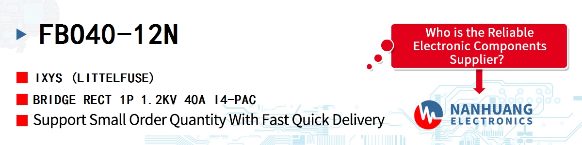 FBO40-12N IXYS BRIDGE RECT 1P 1.2KV 40A I4-PAC