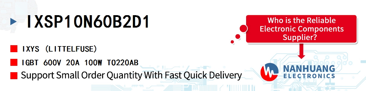 IXSP10N60B2D1 IXYS IGBT 600V 20A 100W TO220AB