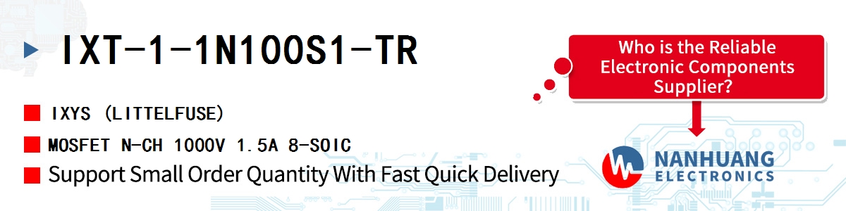 IXT-1-1N100S1-TR IXYS MOSFET N-CH 1000V 1.5A 8-SOIC