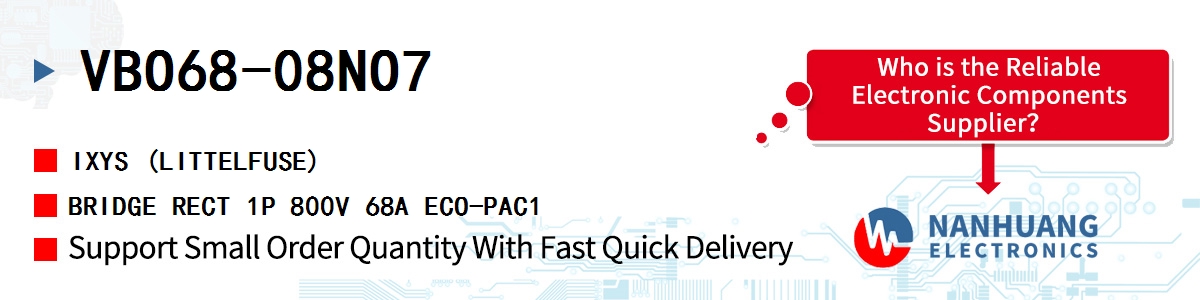 VBO68-08NO7 IXYS BRIDGE RECT 1P 800V 68A ECO-PAC1